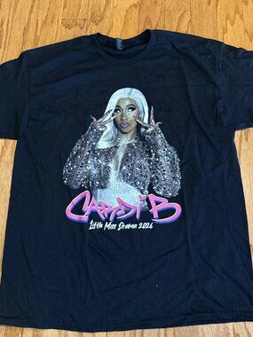 Cardi B Little Miss Drama Tour 2026 Men's Graphic Black T-Shirt Size XL
